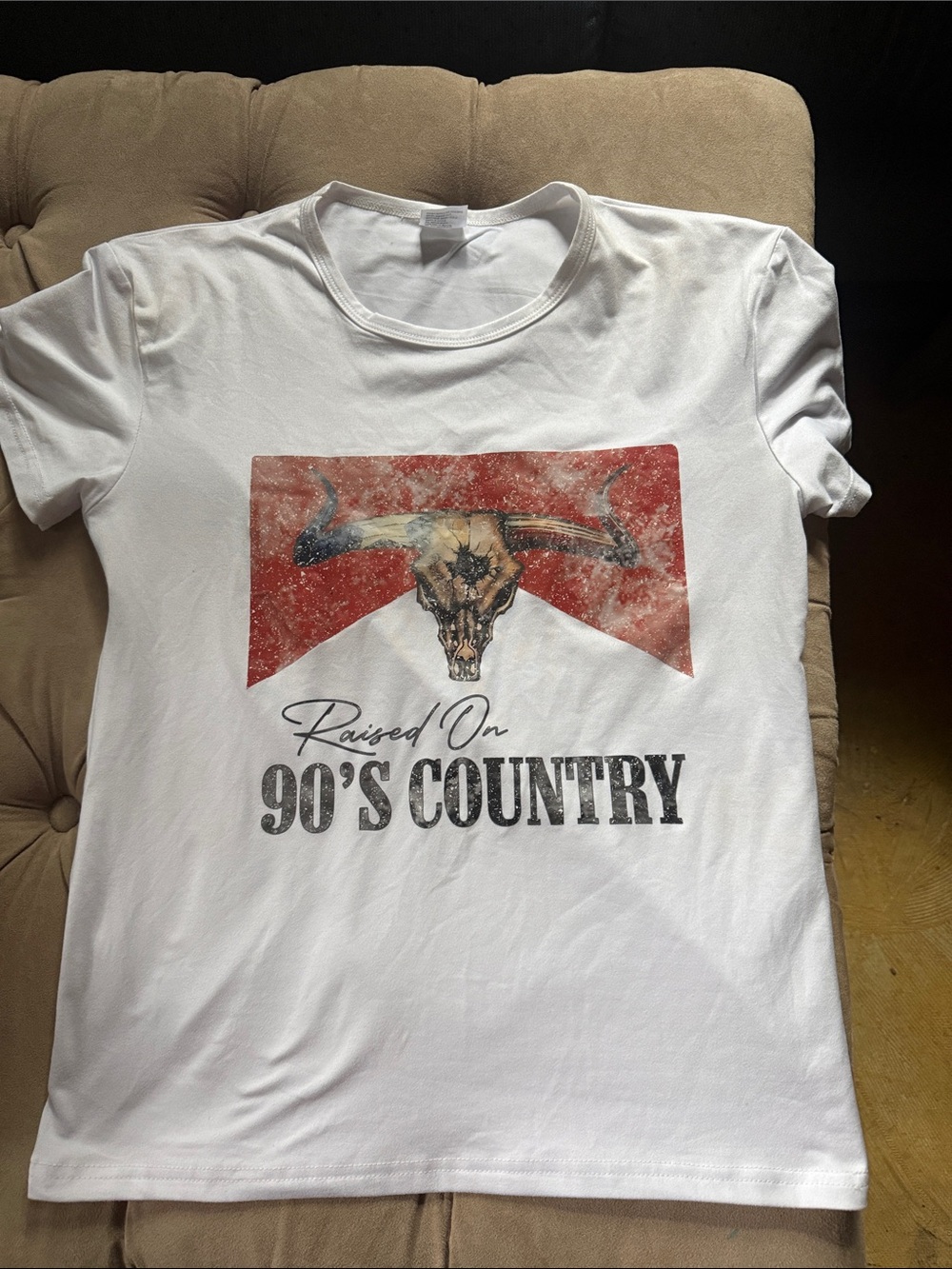Raised On 90's Country Graphic Tee - White with Red Accent